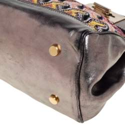 Pre Owned Missoni Multicolor Weave Fabric and Laminated Leather Tote