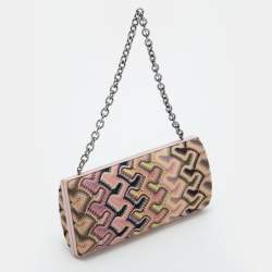 Pre Owned Missoni Multicolor Fabric and Satin Frame Chain Clutch