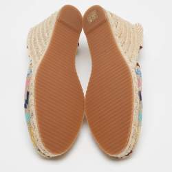Pre Owned Missoni Multicolor Canvas and Lurex Fabric Wedge Sandals Size 40