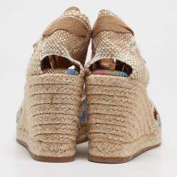 Pre Owned Missoni Multicolor Canvas and Lurex Fabric Wedge Sandals Size 40