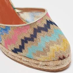 Pre Owned Missoni Multicolor Canvas and Lurex Fabric Wedge Sandals Size 40