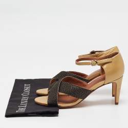 Missoni Metallic Leather and Mesh Ankle Strap Sandals Size 40