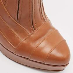 Pre Owned Missoni Brown Leather Ankle Length Boots Size 39.5