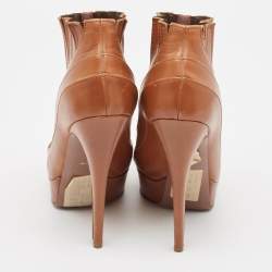 Pre Owned Missoni Brown Leather Ankle Length Boots Size 39.5