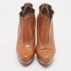 Pre Owned Missoni Brown Leather Ankle Length Boots Size 39.5