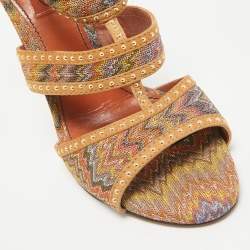 Missoni Brown Lurex Fabric and Suede Ankle Strap Sandals Size 39