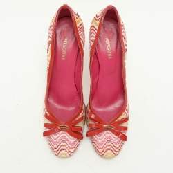 Pre Owned Missoni Multicolor Fabric and Patent Leather Bow Pumps Size 39