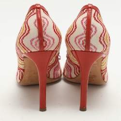 Pre Owned Missoni Multicolor Fabric and Patent Leather Bow Pumps Size 39