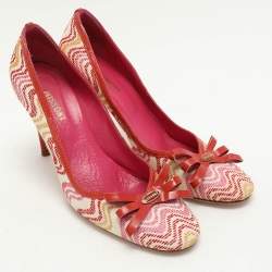 Pre Owned Missoni Multicolor Fabric and Patent Leather Bow Pumps Size 39