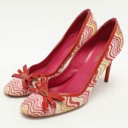 Pre Owned Missoni Multicolor Fabric and Patent Leather Bow Pumps Size 39