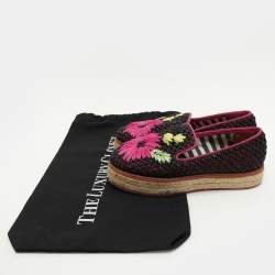 Missoni Multicolor Woven Raffia Floral Detail Platform Espadrille Smoking Slippers Size 35