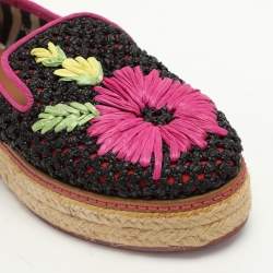Missoni Multicolor Woven Raffia Floral Detail Platform Espadrille Smoking Slippers Size 35