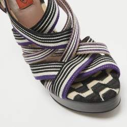 Missoni Multicolor Canvas and Leather Ankle Strap Sandals Size 40