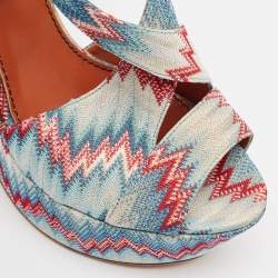 Missoni Multicolor Lurex Fabric Wedge Sandals Size 40