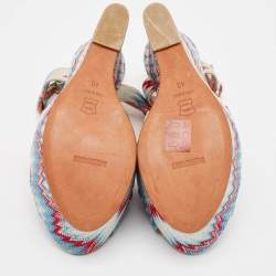 Missoni Multicolor Lurex Fabric Wedge Sandals Size 40