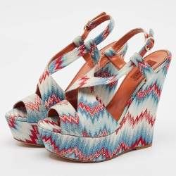 Missoni Multicolor Lurex Fabric Wedge Sandals Size 40