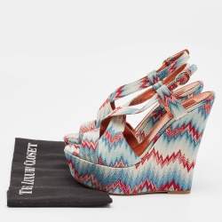 Missoni Multicolor Lurex Fabric Wedge Sandals Size 40