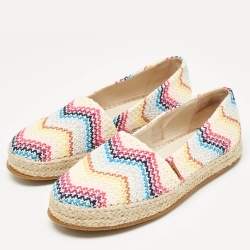Missoni Multicolor Knit Fabric Espadrilles Flat Size 38