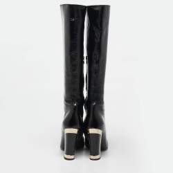 Pre Owned Missoni Black Patent Leather Calf Length Boots Size 39