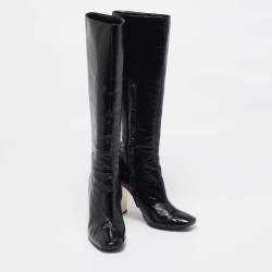 Pre Owned Missoni Black Patent Leather Calf Length Boots Size 39