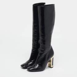 Pre Owned Missoni Black Patent Leather Calf Length Boots Size 39
