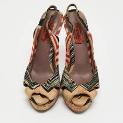 Missoni Multicolor Knit Fabric Platform  Slingback Sandals Size 36