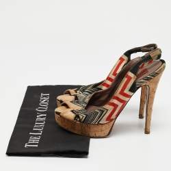 Missoni Multicolor Knit Fabric Platform  Slingback Sandals Size 36