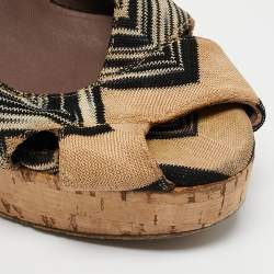Missoni Multicolor Knit Fabric Platform  Slingback Sandals Size 36