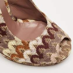 Pre Owned Missoni Multicolor Fabric Peep Toe Slingback Sandals Size 37