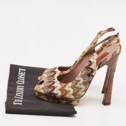 Pre Owned Missoni Multicolor Fabric Peep Toe Slingback Sandals Size 37