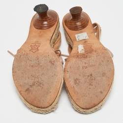 Pre Owned Missoni Multicolor Canvas and Leather Espadrille Ankle Strap Sandals Size 37