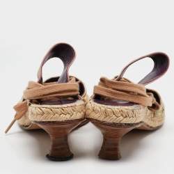 Pre Owned Missoni Multicolor Canvas and Leather Espadrille Ankle Strap Sandals Size 37