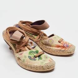 Pre Owned Missoni Multicolor Canvas and Leather Espadrille Ankle Strap Sandals Size 37
