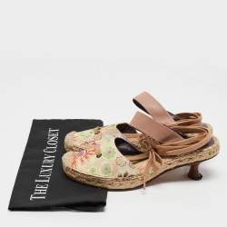 Pre Owned Missoni Multicolor Canvas and Leather Espadrille Ankle Strap Sandals Size 37