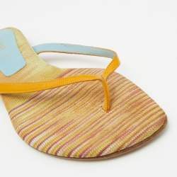 Missoni Multicolor Fabric and Leather Flat Slides Size 37