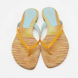 Missoni Multicolor Fabric and Leather Flat Slides Size 37