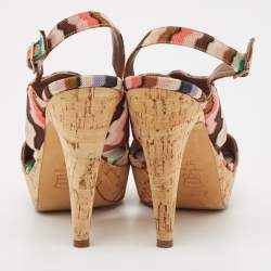 Pre Owned Missoni Multicolor Fabric Peep Toe Slingback Sandals Size 37