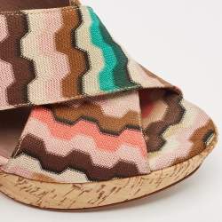 Pre Owned Missoni Multicolor Fabric Peep Toe Slingback Sandals Size 37