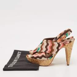 Pre Owned Missoni Multicolor Fabric Peep Toe Slingback Sandals Size 37