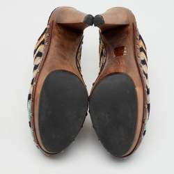 Missoni Multicolor Knit Fabric Platform Clogs Size 39