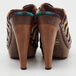 Missoni Multicolor Knit Fabric Platform Clogs Size 39