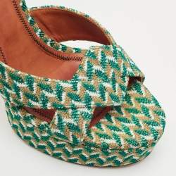 Missoni Multicolor Knit Fabric Platform Slingback Sandals Size 39