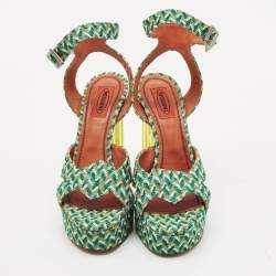 Missoni Multicolor Knit Fabric Platform Slingback Sandals Size 39