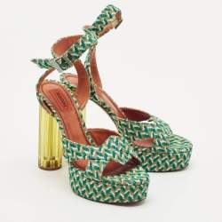 Missoni Multicolor Knit Fabric Platform Slingback Sandals Size 39