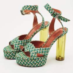 Missoni Multicolor Knit Fabric Platform Slingback Sandals Size 39