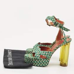 Missoni Multicolor Knit Fabric Platform Slingback Sandals Size 39