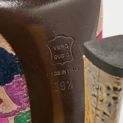 Pre Owned Missoni Multicolor Velvet Peep Toe Slingback Sandals Size 39.5