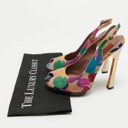 Pre Owned Missoni Multicolor Velvet Peep Toe Slingback Sandals Size 39.5