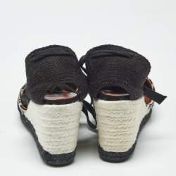 Pre Owned Missoni x Castaner Black/White Knit Fabric Carina Espadrille Sandals Size 41