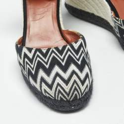 Pre Owned Missoni x Castaner Black/White Knit Fabric Carina Espadrille Sandals Size 41